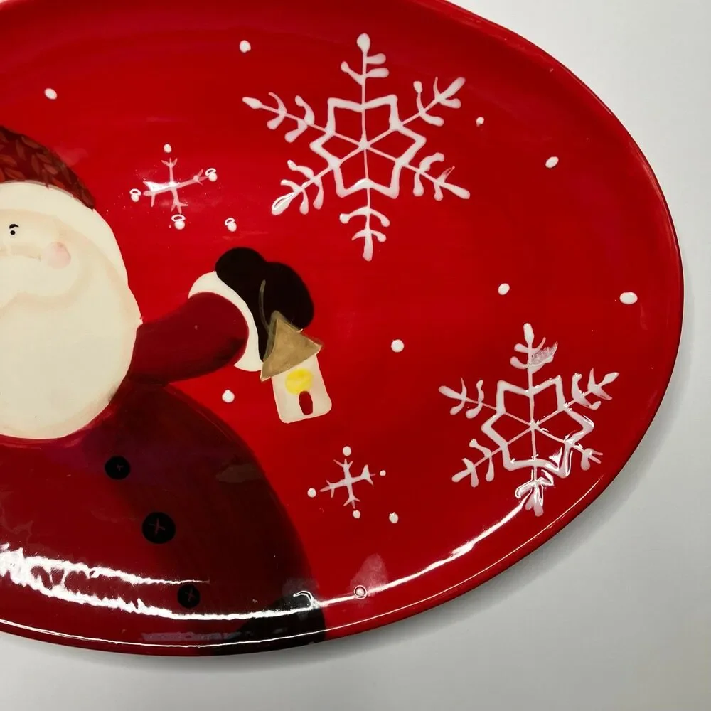 Pottery Barn Nostalgic Santa Serving Platter 16” Christmas Holidays